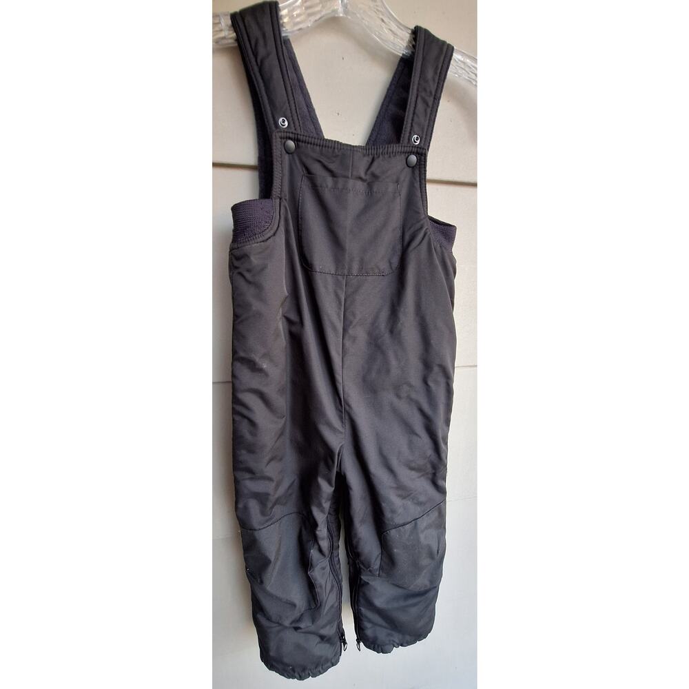 Childrens Place Kids Snow Bib Pants Ski Overall Black Fleece lining Zip legs  4T